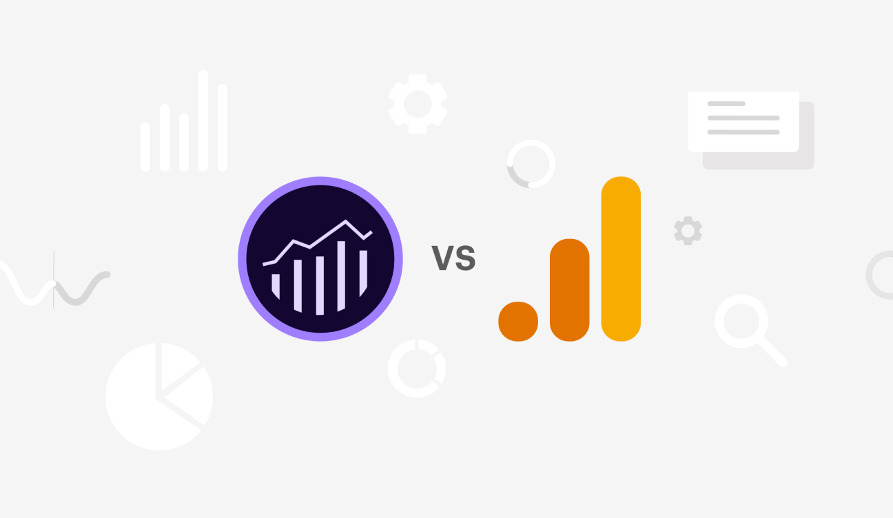 Decorative image of Adobe Analytics and GA4 logos pitted against each other.