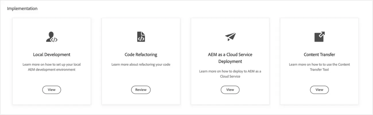 Screenshot showing different Cloud Acceleration Manager tools to use for migration.